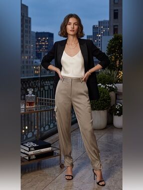 Aritzia Babaton
Refined Satin Cargo
Pant Modern  Taupe size 4, Edgy Streetwear.